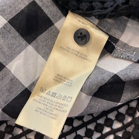 (BOGO FREE) Anthropologie Holding Horses Black White Nellie Plaid Shirt Top XS - Picture 3 of 3